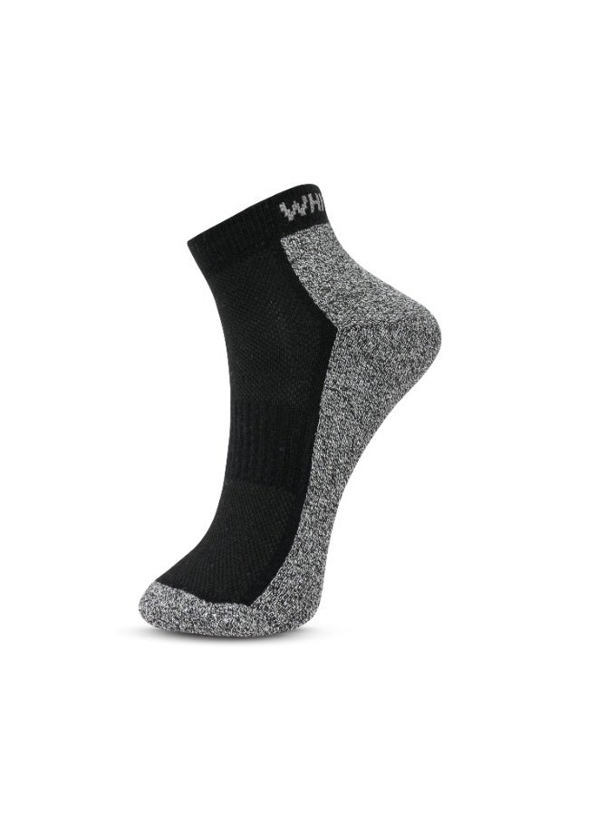 White Leaf 3 Pack Terry Low Cut Socks - Blue, Black and White - Image 3